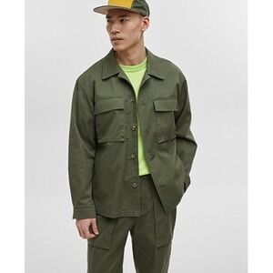 Mode of One Mens Relaxed Fit Utility Shirt Jacket Wild Ivy Green S 100188085MN